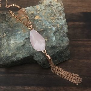 LONG GOLD PLATED CHAIN TASSEL PENDANT NECKLACE